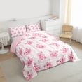 thumbnail image 3 of Homewish Kawaii Pig Bedding Comforter Set,Modern Geometric Stripe Twin Comforter Sets,Pink White Bedding Set For Girls Teens,Ultra Soft Home Decor Reversible,2 Pieces, 3 of 8