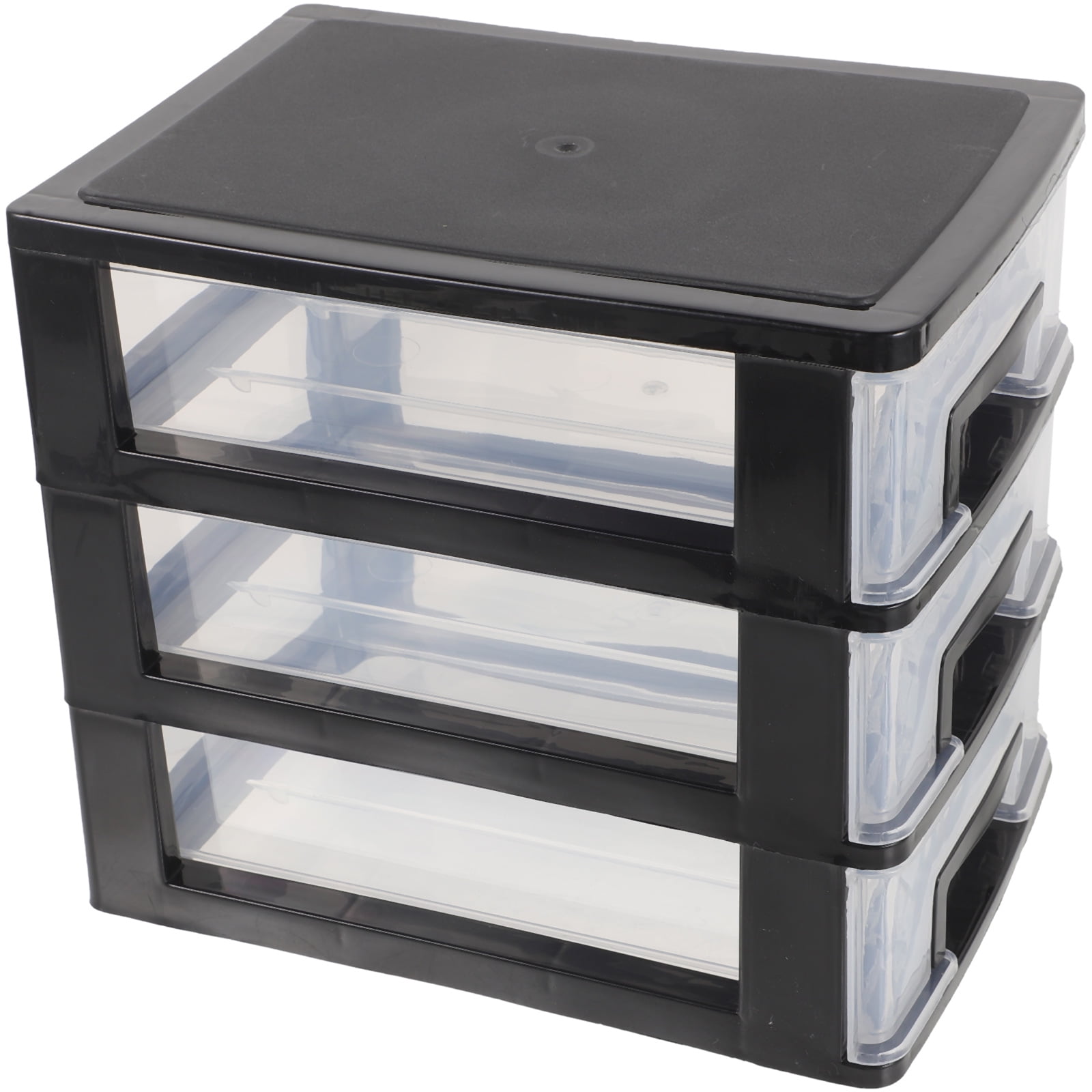Mizh Three-layer Plastic Drawer Type Closet Portable Storage Cabinet Multifunction Storage Rack Organizer Furniture (Black and Transparent)