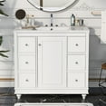 thumbnail image 2 of 36 inch Bathroom Vanity with Sink, Bathroom Sink Vanity with Adjustable Shelves and 4 Drawers, Built-in Soft Closing Doors, Freestanding Bathroom Vanity Cabinet for Bathroom, White, 2 of 9