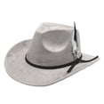 thumbnail image 2 of SGMVNU Cowboy Hats for Men Small Brim Felts Crushable Outback Hat with Belt Strap Parties Western , Grey, One Size, 2 of 4