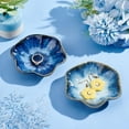 thumbnail image 2 of 2Pcs 2 Colors Ceramic Dipping Dish Snack Serving Dish Flambed Glazed Lotus Leaf Mixed Color 106x100x24mm 1pc/color, 2 of 7