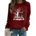 thumbnail image 1 of Innerwin Sweatshirts de Noël Imprimé Gnome pour Femmes Pull Col Rond Confortable Xmas Sweat-Shirt Bordeaux TP, 1 of 2