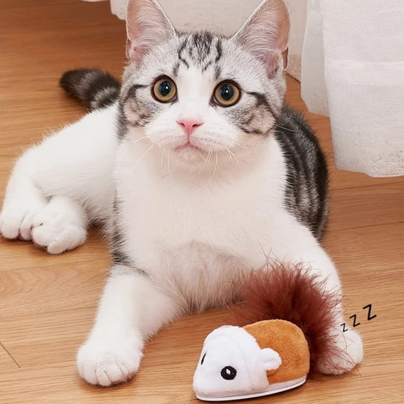Yellow Smart Electric Sound-Emitting Simulated Mouse Cat Teaser Toy - Interactive Electronic Toy With Realistic Mouse Sounds And Automatic Movement - Battery-Powered For Indoor