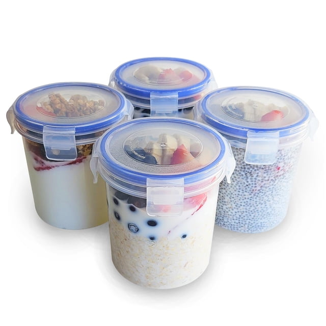 Set de recipientes BubbleWally Overnight Oats, 4 unidades, 500 ml