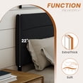 thumbnail image 4 of JONPONY Twin Size Wave Ergonomic Upholstered Headboard, with USB and Type-C Ports, Adjustable Height, Easy Assembly, Black, 4 of 9