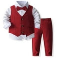 thumbnail image 3 of WOYY Little Boys Formal Tuxedo Suit Bow Tie Long Sleeve Dress Shirt Waistcoat Trousers 4Pcs Set, Sizes 5-7Y, 3 of 8