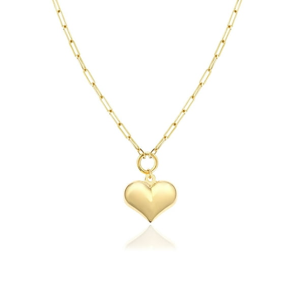 Jewelry Atelier Gold Filled Heart Necklaces – 14K Yellow Gold Filled Hearth Pendant with Solid Clip Chain for Women (Different Sizes and Styles with Extension/Adjustable Chain)