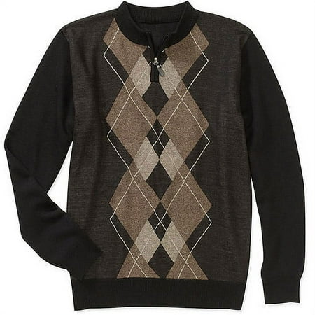 Big Men's - Jaquard Zip Up Mock Neck Sw