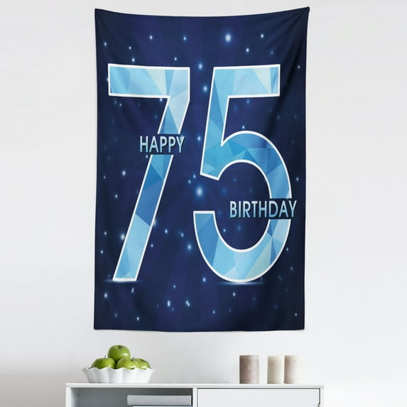 Navy Blue Tapestry, Geometric and Abstract Design in Blue Colors with Stars Background, Fabric Wall Hanging Decor for Bedroom Living Room Dorm, 5 Sizes, Dark Blue Pale Blue, by Ambesonne