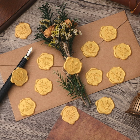 Masteelf 50 Pcs Envelope Seal Stickers Invitation Sealing Removable Golden