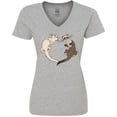 thumbnail image 3 of Inktastic Cute Ferret Heart Women's V-Neck T-Shirt, 3 of 5