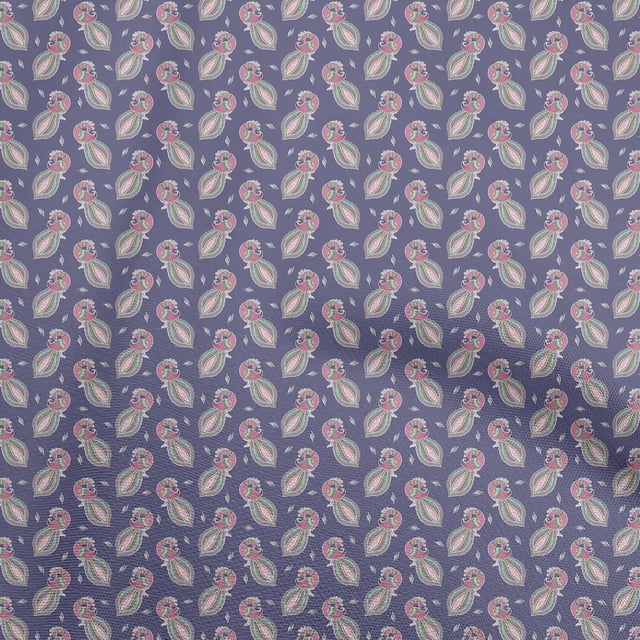 oneOone Rayon Violet Fabric Peacock Sewing Material Print Fabric By The Yard 56 Inch Wide