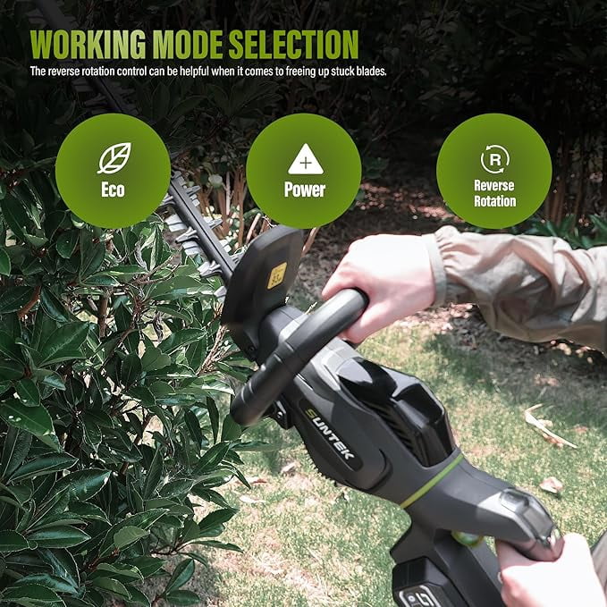 SUNTEK 40V Cordless Hedge Trimmer with 24'' Dual-Action Blade, Battery and Charger Included, Black