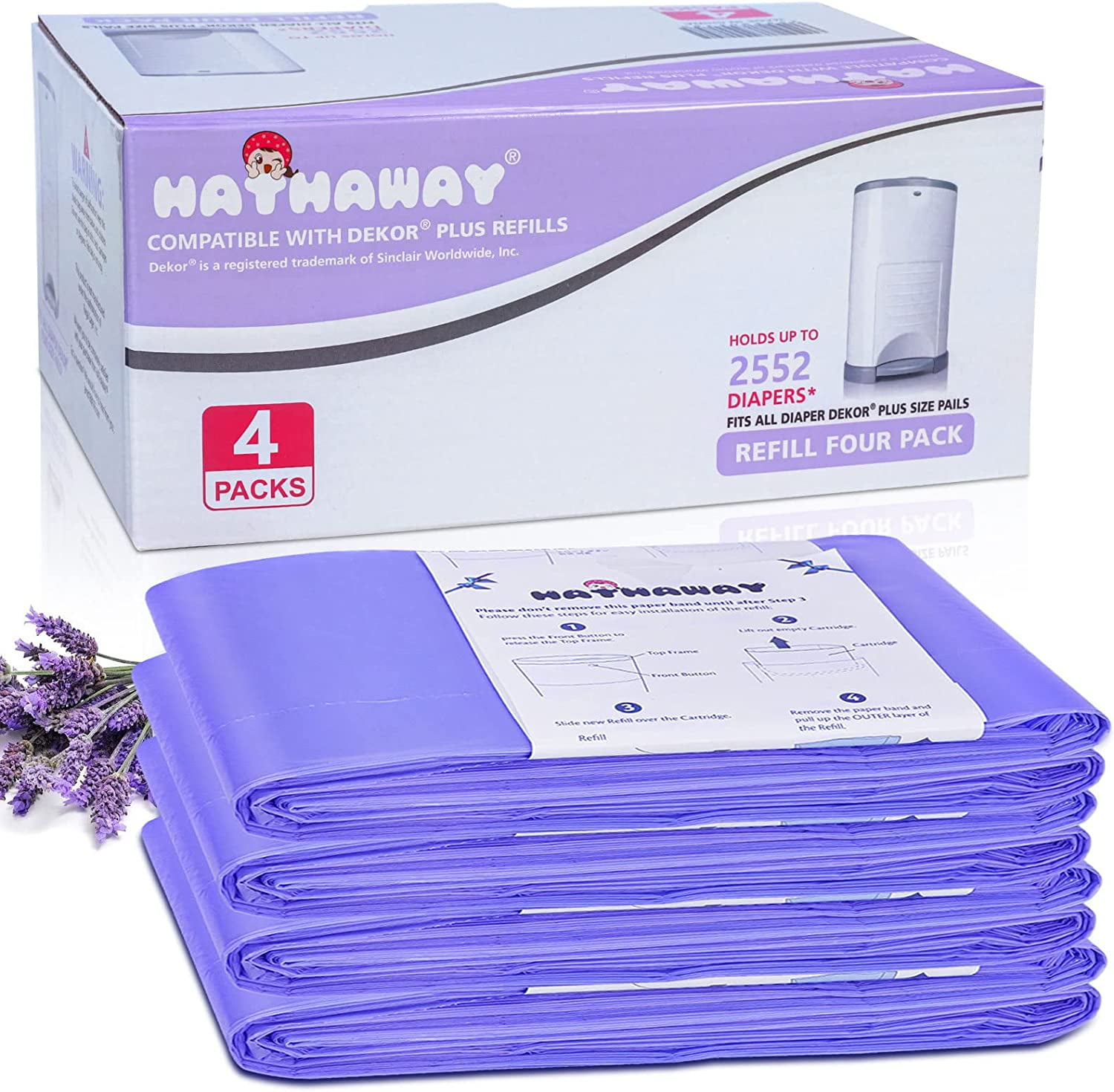 Diaper Pail Refills Increased12 length Compatible with Dekor Plus