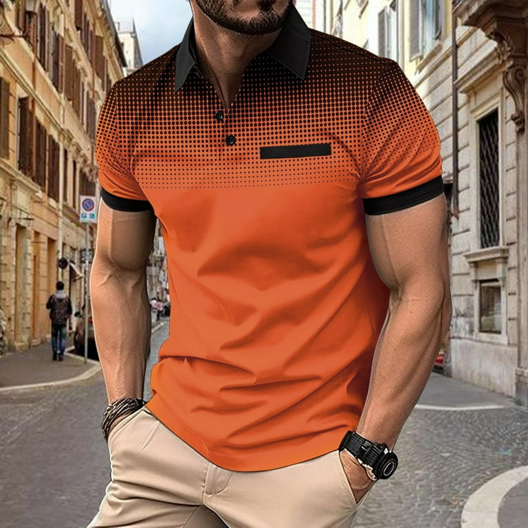 Huresd Gradient Dots Men's Polo Shirts 2024 Short Sleeve