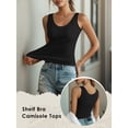thumbnail image 2 of Anygrew Womens Built in Bra Tank Tops Summer Casual Cami Tanks Wide Strap Camisole, 2 of 5