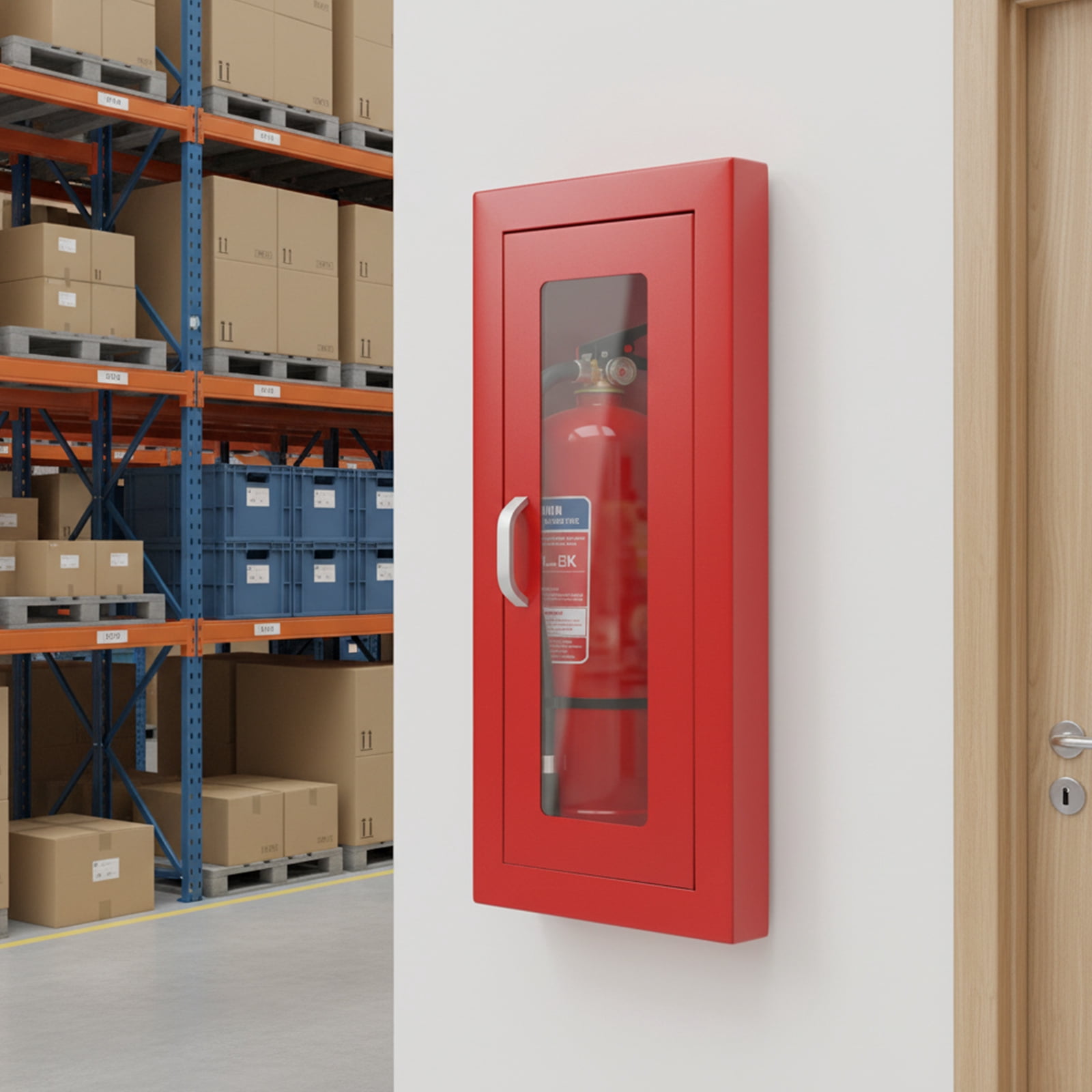 Commercial Fire Extinguisher Cabinet Semi Recessed Extinguisher Wall Cabinet for Commercial, Industrial