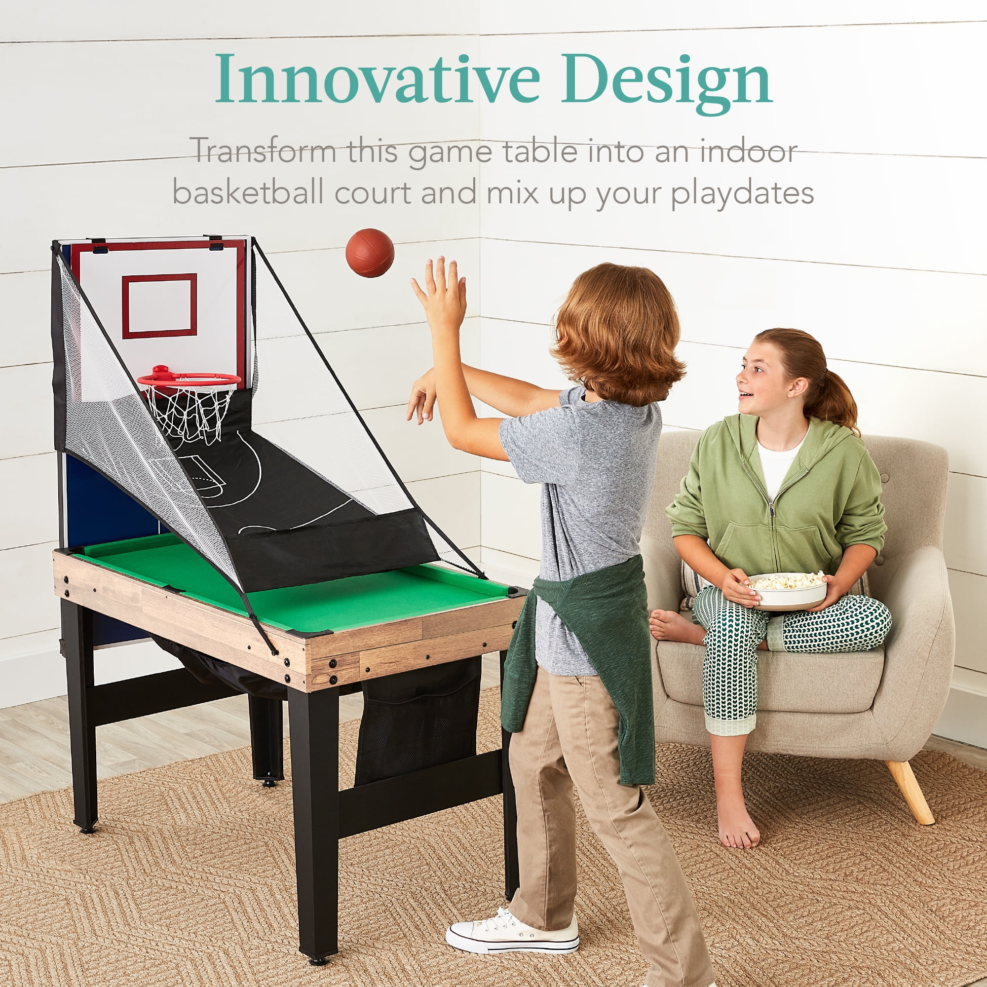 Best Choice Products 13-in-1 Combo Game Table Set w/ Ping Pong, Foosball, Basketball, Hockey, Archery - Natural
