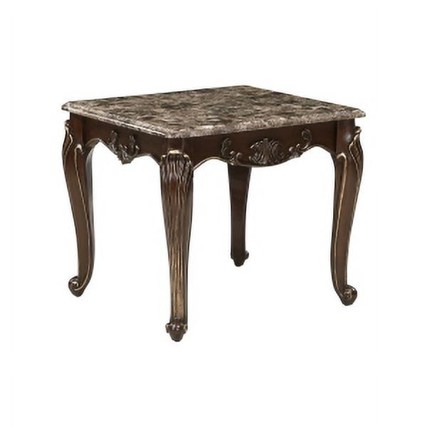 Traditional End Table with Marble Top and Cherry Finish