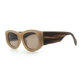 thumbnail image 6 of Womens Squared Rectangle Frost Matte Thick Temple Plastic Mod Sunglasses Beige - Brown, 6 of 8