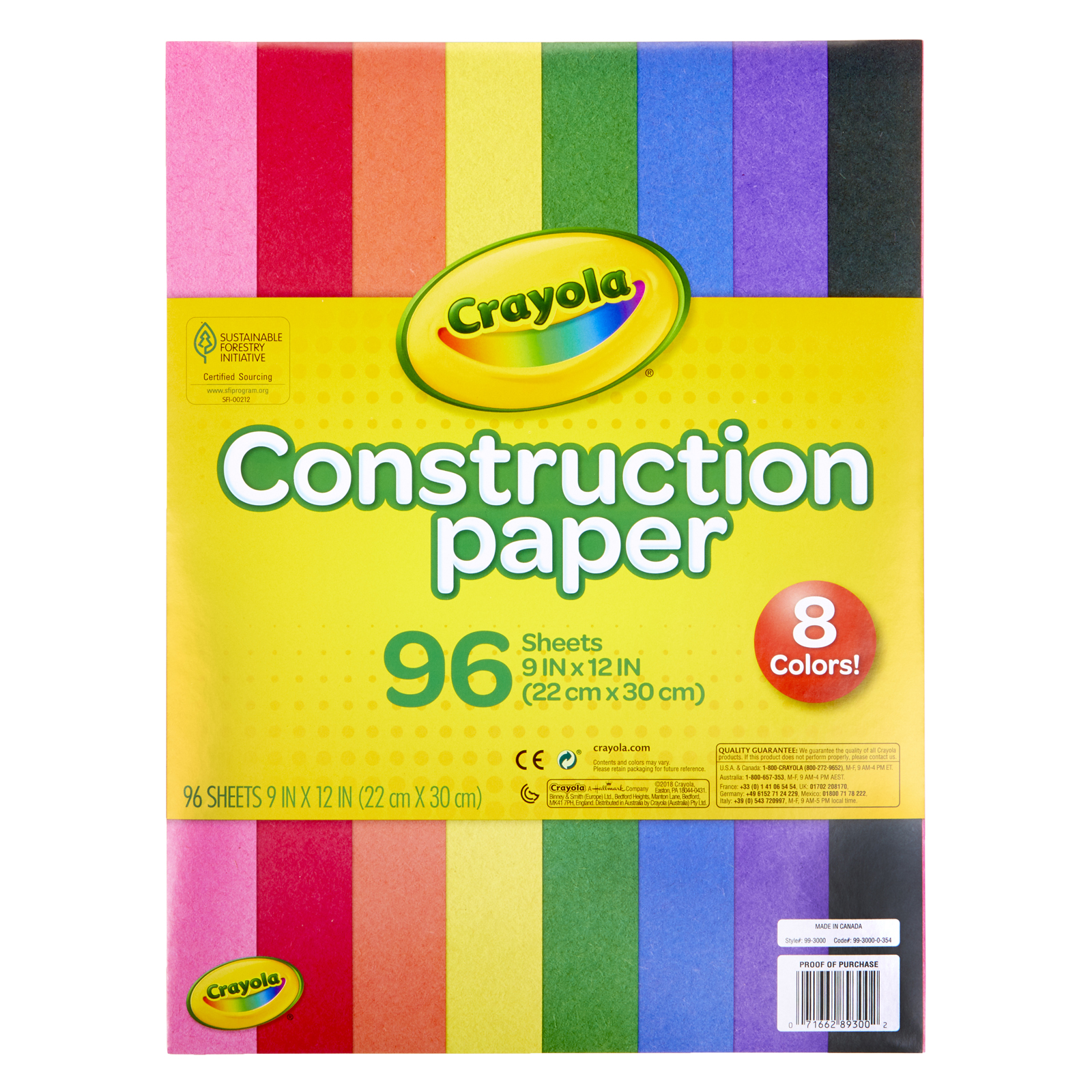 Crayola 12 x 9 Inch Construction Paper, 8 Color Assortment, 96 Sheets