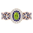 thumbnail image 2 of Dazzlingrock Collection 6X4mm Oval Peridot with Round Blue Sapphire & White Diamond Interweaving Double Halo Wedding Ring for Women in 10K Rose Gold, Size 10, 2 of 6