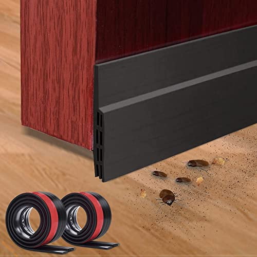 2PC Silicone Door Draft Stopper - 39in x 35in Black Door Seal Strip for Interior & Exterior Doors Weather Stripping Soundproof1