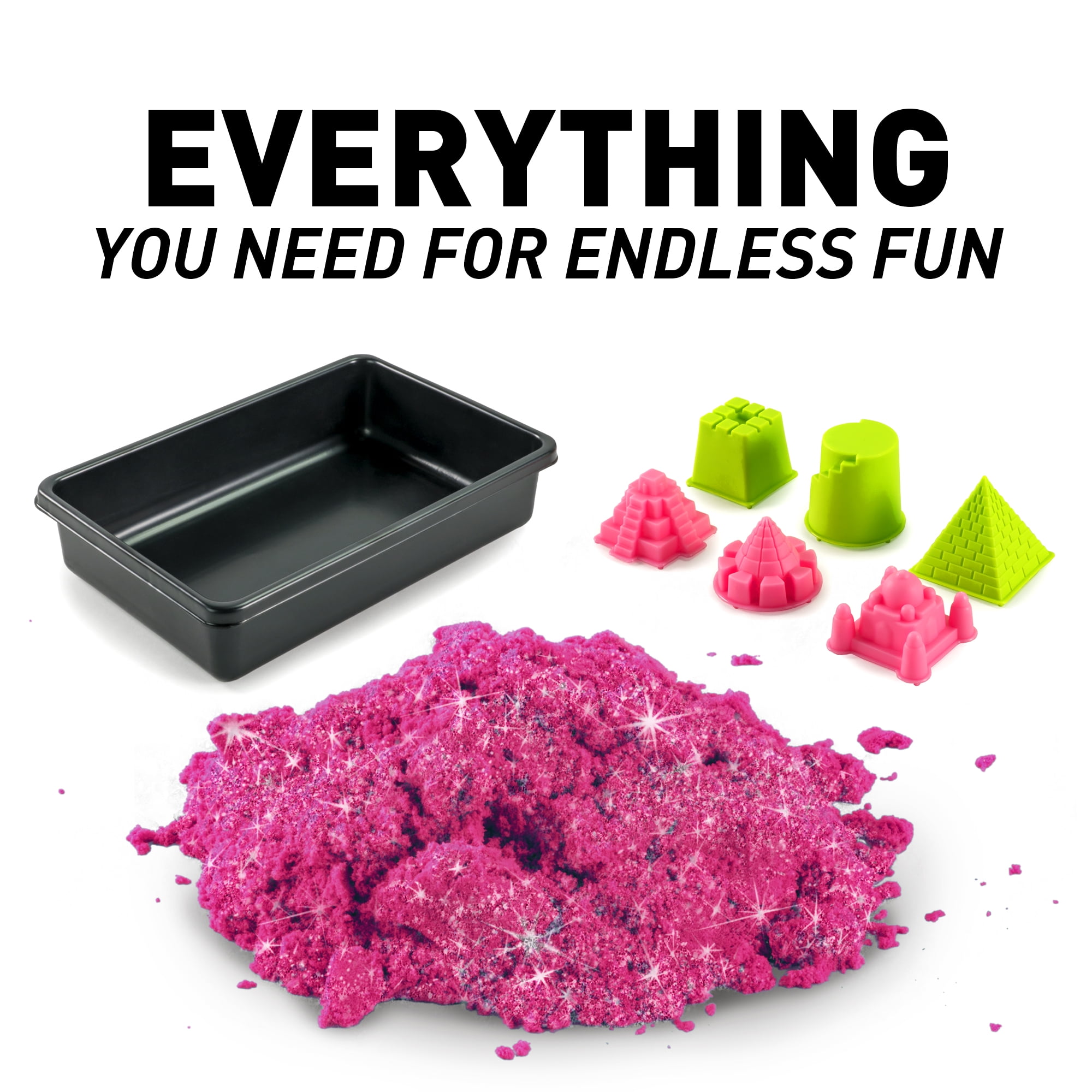 Pink 2 LBS of Sand with Castle Molds and Tray - A Kinetic Sensory Activity NATIONAL GEOGRAPHIC Play Sand