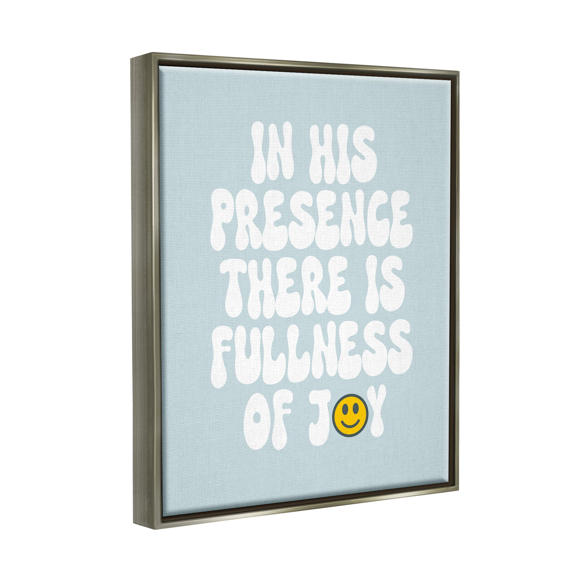 Stupell Industries Blue Religious Phrase Inspirational Painting Gray Floater Framed Canvas Art Print Wall Art, 25 x 31