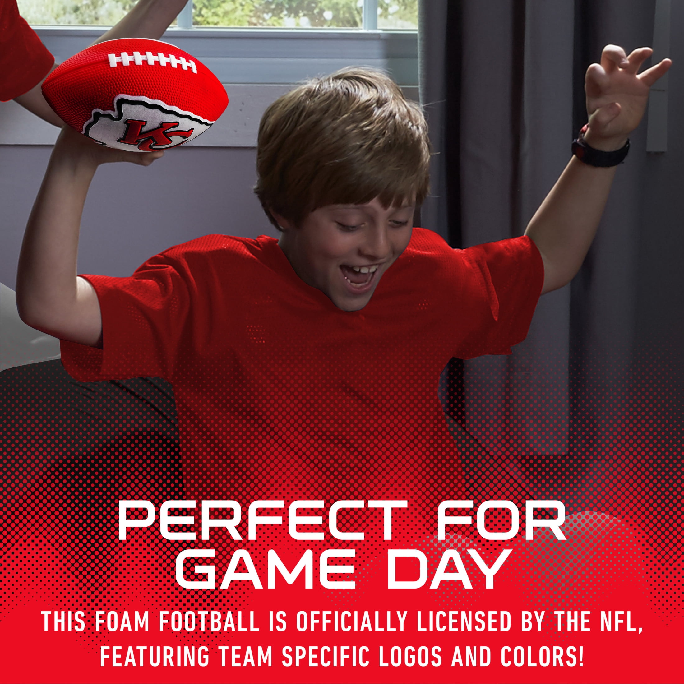 Franklin Sports NFL Kansas City Chiefs Football - Kids Foam Football - Soft Football - Mini Size - Perfect for Gameday - 8.5" 3D logos!