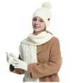 thumbnail image 1 of Aocisk Womens Winter Knit Scarf Lined Hat And Touchscreen Gloves Set For Cold Weather White One Size, 1 of 4
