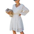thumbnail image 4 of Vestido De Manga Larga Para Mujer, Cuello En V Vestido De Manga Larga Estilo De Línea Estampado De Puntos Elegante Puño Elástico Para Club Para Vacaciones Para Dama ANGGREK  Otros, 4 of 6