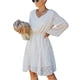 thumbnail image 4 of Vestido Casual De Manga Larga Para Mujer, Puño Elástico Con Estampado De Puntos, Cuello En V, Vestido De Manga Larga, Tul, Estilo De Línea, Con Volantes Para Vacaciones Para ANGGREK Albaricoque L, 4 of 6