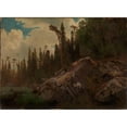 thumbnail image 2 of August Cappelen 24x18 Gold Ornate Framed and Double Matted Museum Art Print Titled - Landscape Study with Trees and Rocks (1851), 2 of 4