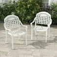 thumbnail image 2 of GVN Outdoor Dining Chairs, Patio Bistro Chairs,Cast Aluminum Patio Chairs Set of 2 with Armrests-White, 2 of 10