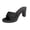 Black, variant on Womens Backless Platform Heels Open Toe Glitter Leather Bow Sandals Elegant Chunky Heeled Slip on Dress Shoes for Party Prom Black Size 6