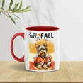 thumbnail image 5 of Hello Fall Yorkshire Terrier Football Welcome Autumn with Leaves Pumpkins 11oz Accent Two-tone Mug Yorkie Dog Lover Gifts Coffee Tea Cup - 00012, 5 of 5