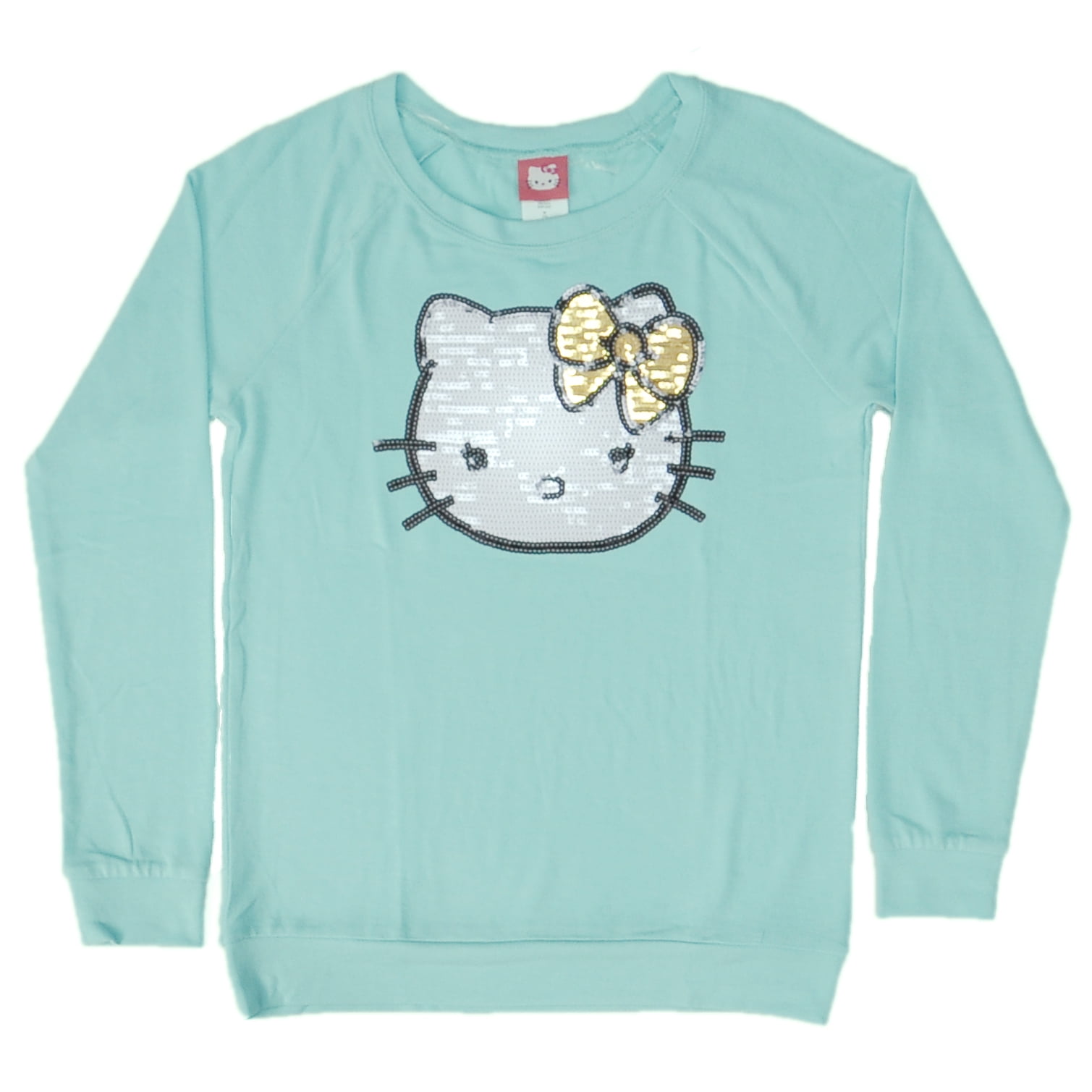 Hello Kitty Juniors Hello Kitty Sequin Mint Green Blue Sweater