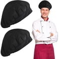 thumbnail image 1 of 2 Pcs Toque de Chef Toque de Chef Bonnet de Cuisine Noir Réglable Restaurant Bonnet Réutilisable en Maille, 1 of 5