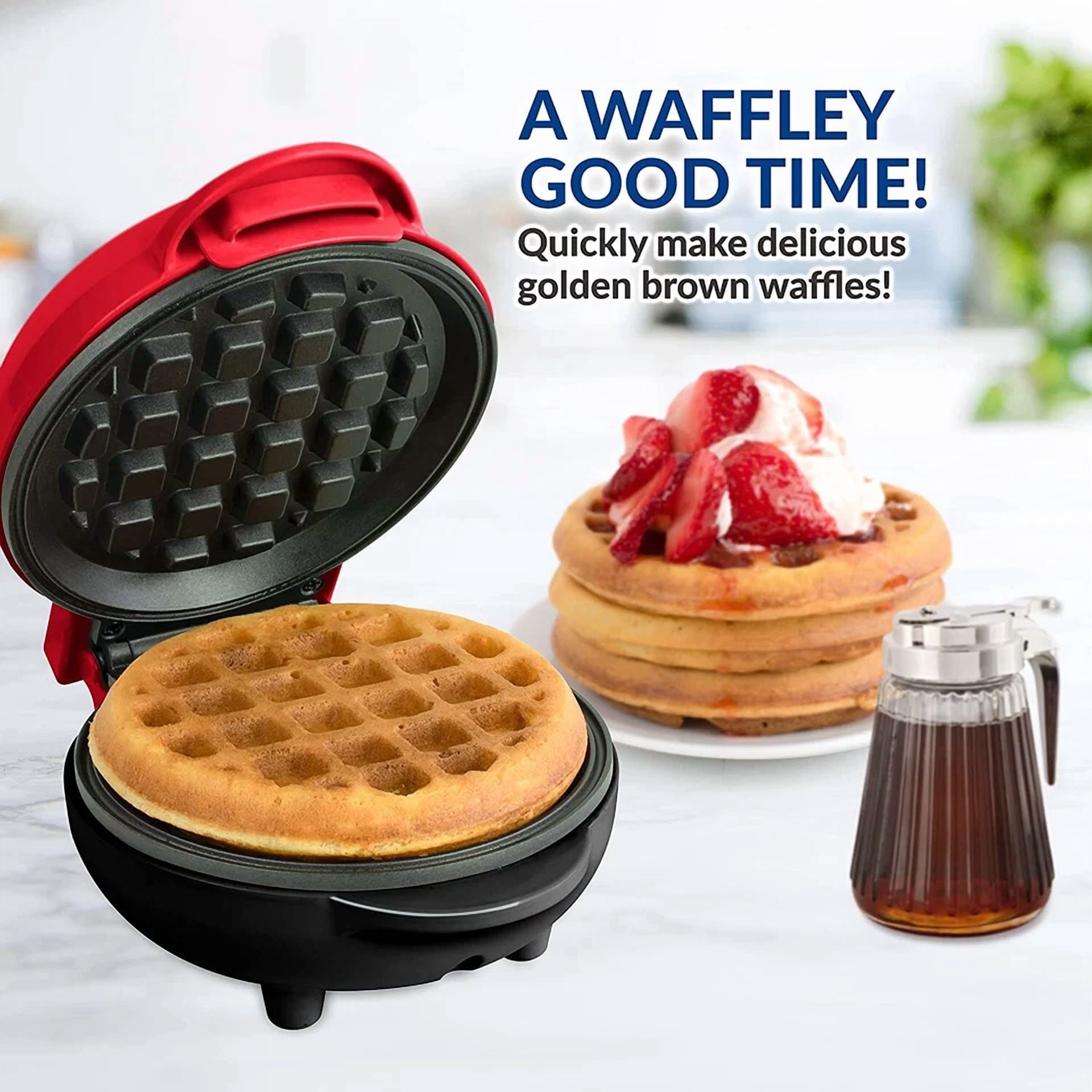 CIRCLE- Nostalgia Mymini Waffle Maker 5 Non-Stick Cooking Surface. New Factory Sealed