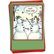 12 'Stem Cells Blank Boxed Christmas' Hilarious Greeting Cards w/Envelopes 4.63 x 6.75 inch, Winter Note Cards for Xmas, New Year, Holidays, Stationery Set Featuring Funny Snowman Cartoon B1986K