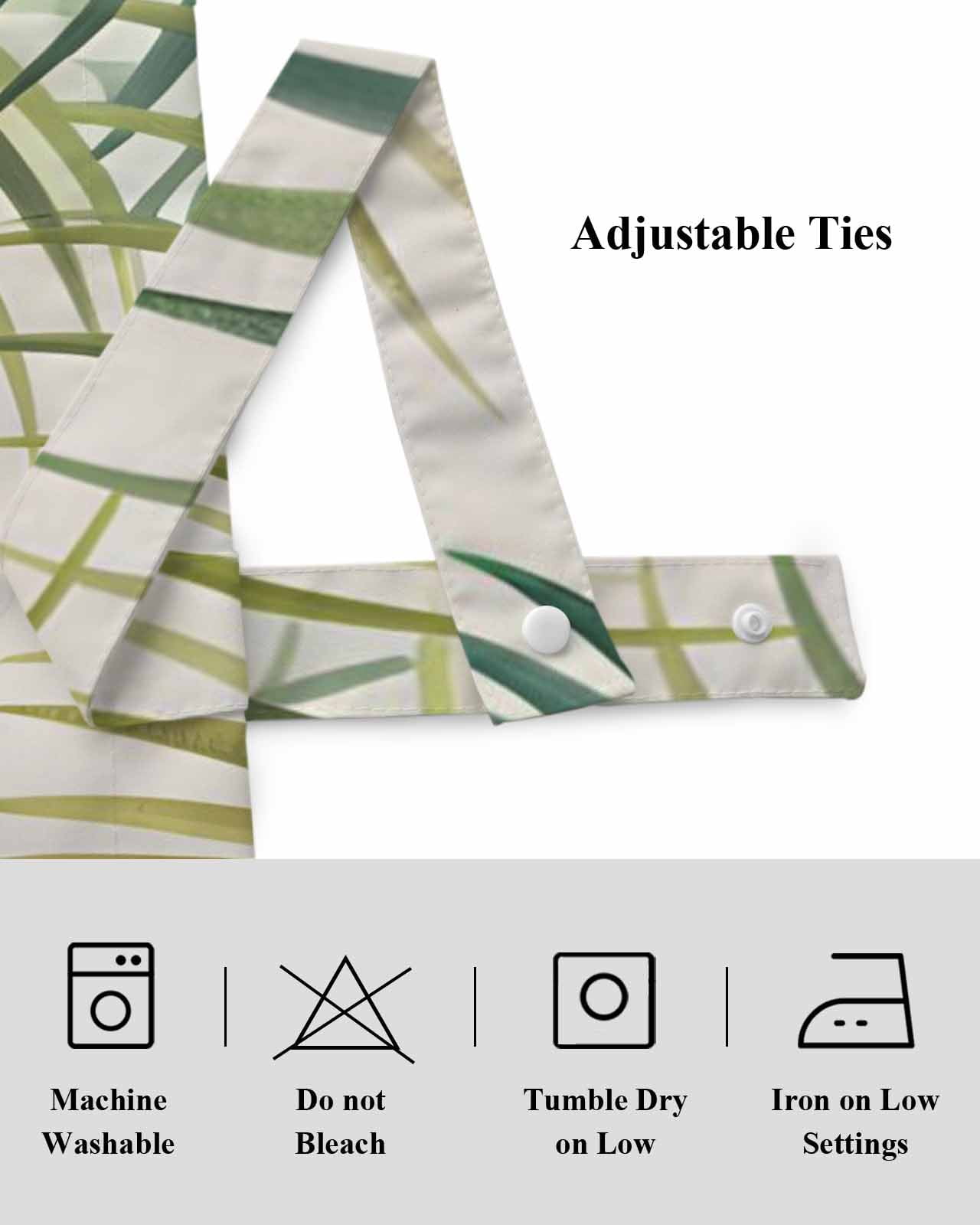 Tropical Plant Tie Up Valances Curtain, Adjustable Kitchen Green Leaf Valances for Windows Decor, Rod Pocket Short Curtains Set for Bedroom/Bathroom, 54"x18"