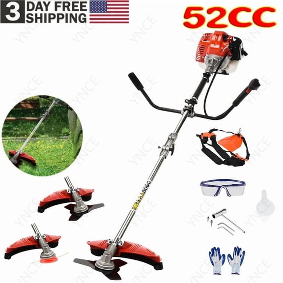 YNCE 2-in-1 Gas Weed Eater, 52cc 2-Stroke Weed Wacker Gas Powe, Air-Cooling Grass Trimmer/String Trimmer, Brush Cutter for Lawn Care