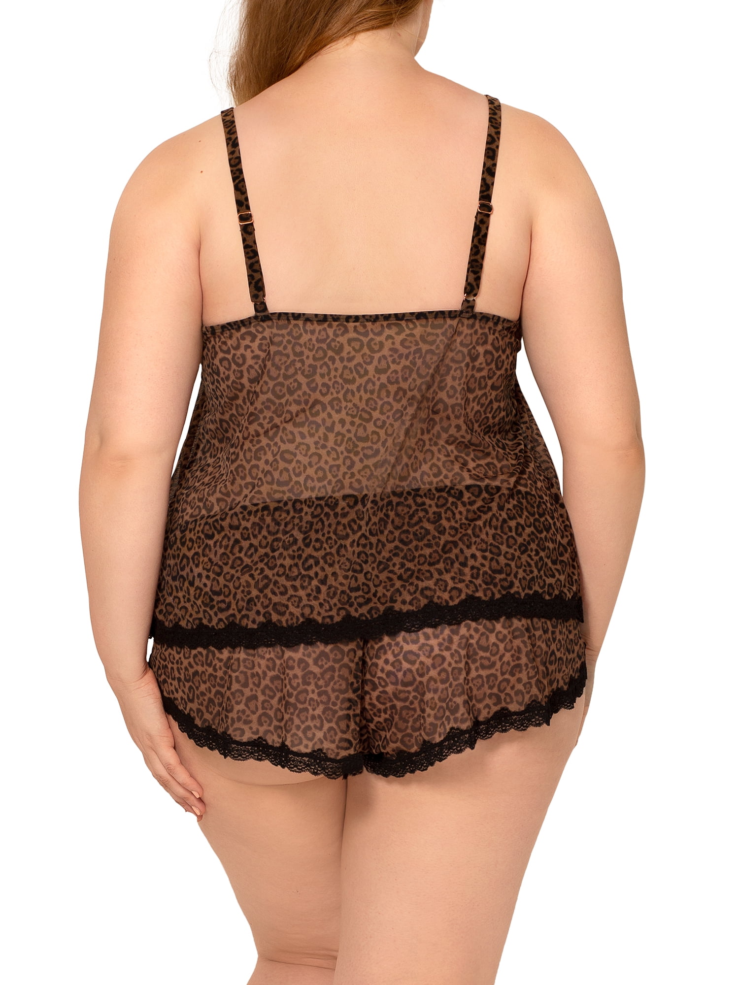 Smart & Sexy Women's Sheer Mesh & Lace Trim Chemise Lingerie Set