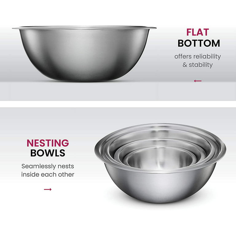 FineDine Stainless Steel Mixing Bowls (Set of 6) - Easy To Clean, Nesting  Bowls for Space Saving Storage, Great for Cooking, Baking, Prepping