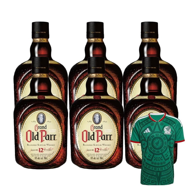 6 Whisky Grand Old Parr 12 años Blend 750 ml + Jersey Verde