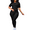 Black, variant on Akmipoem Women Plus Summer 2 Piece Outfits Textured Gym Workout Sets Tracksuit Crop Top Leggings Sweatsuits