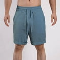 thumbnail image 2 of Txeol Men's Breathable Linen Shorts Elastic Waist Drawstring Loose Fit Outdoor Sports Pants Straight Leg Solid Color Basic Shorts with Pockets Vacation Deals,Blue,XL, 2 of 7