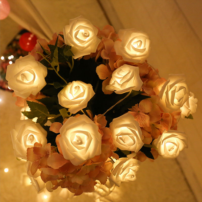 20/40 LED Rose Flower Lights String Fairy Wedding Christmas Party Garden Decor 