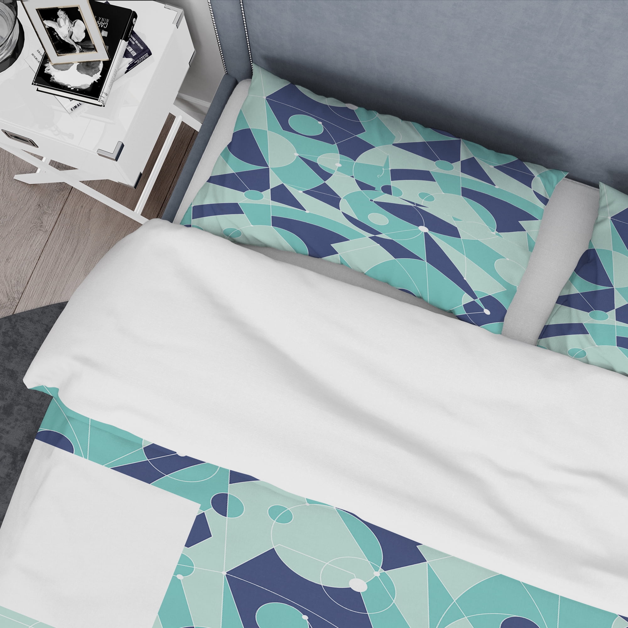 Designart 'Retro Geometric Grid II' Mid-Century Modern Duvet Cover Set